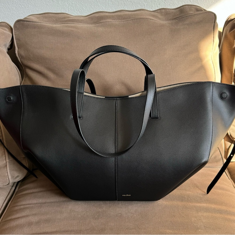 BNIB w/receipt Polene Cyme Bag Large Black textured leather - Picture 4 of 9